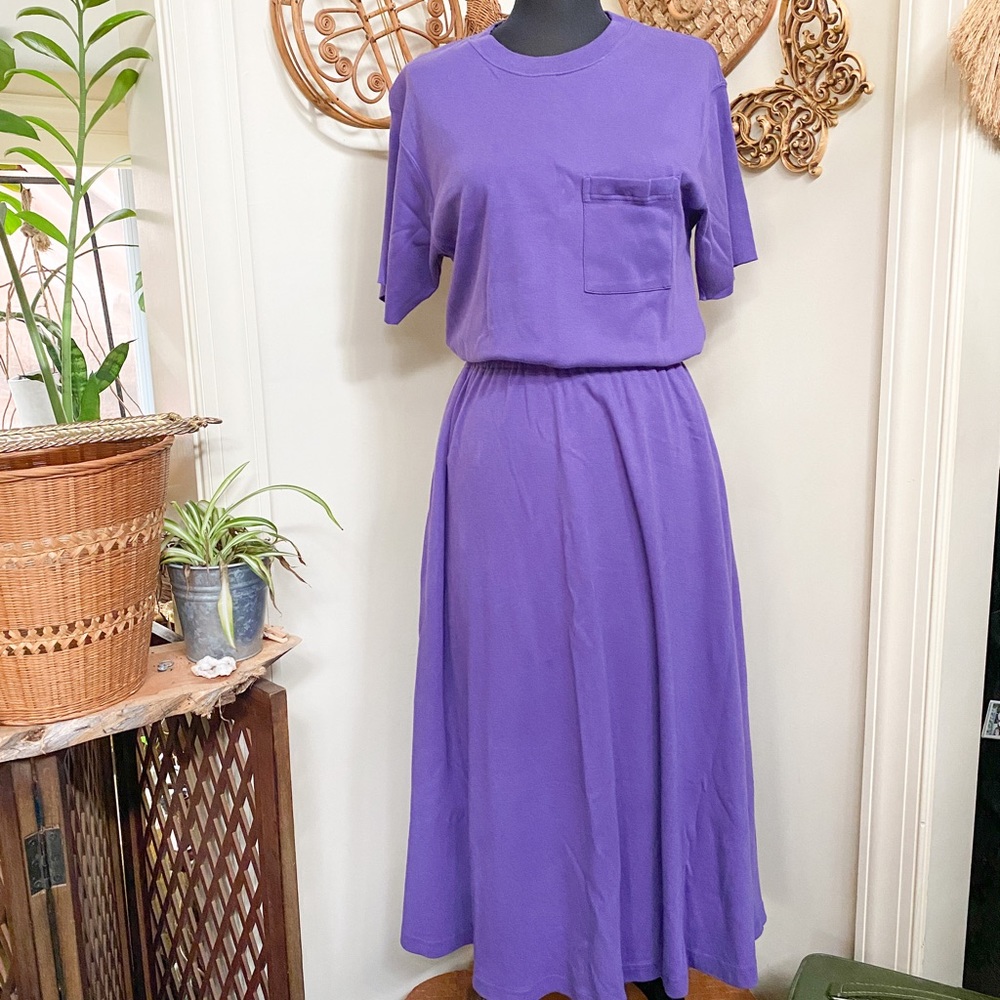 Vintage 80s Eddie Bauer Midi T-Shirt Dress